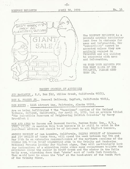 Bigfoot Bulletin by George Haas