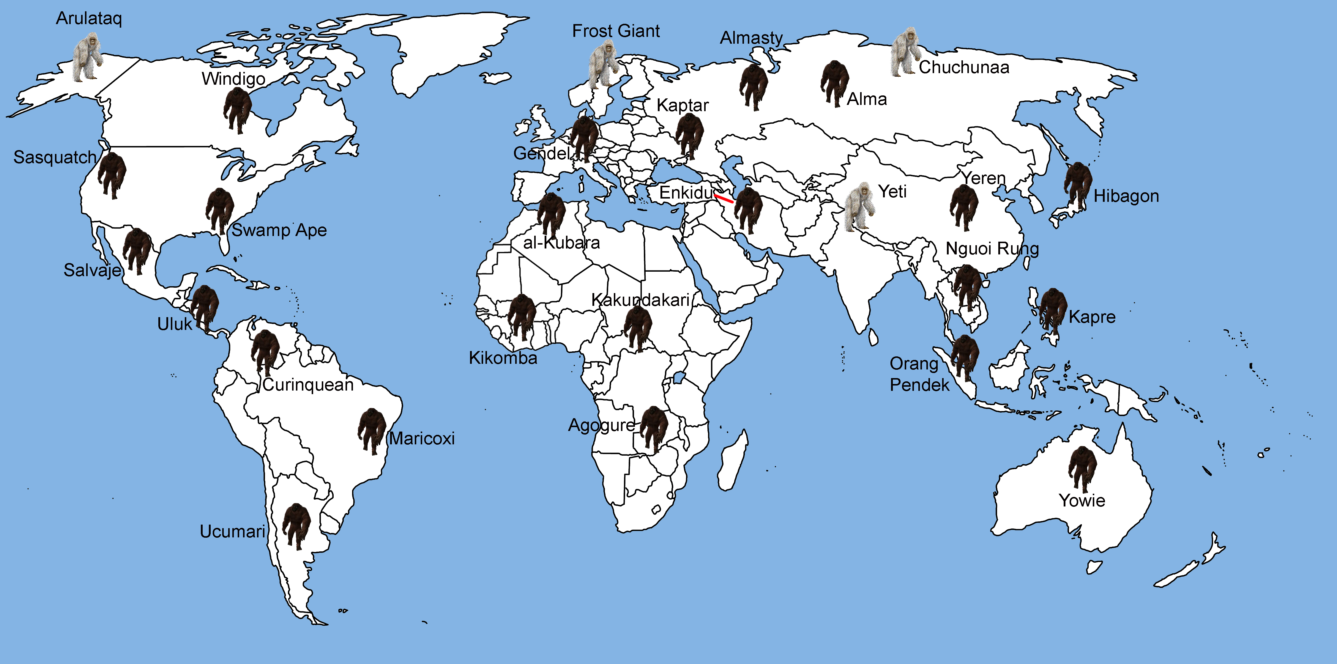 Hominoids of the World Map