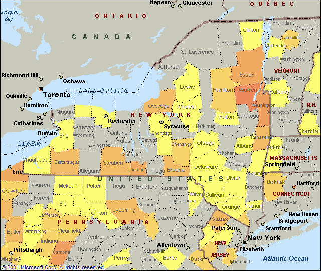 New York Sighting Map from BFRO