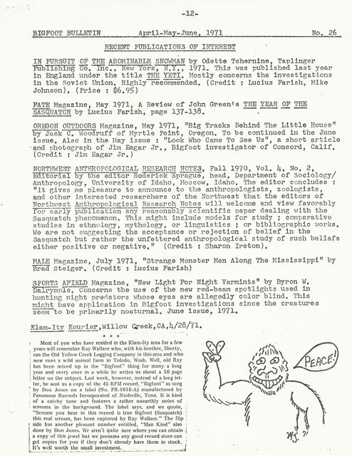 Bigfoot Bulletin by George Haas