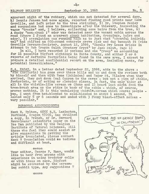 Bigfoot Bulletin by George Haas