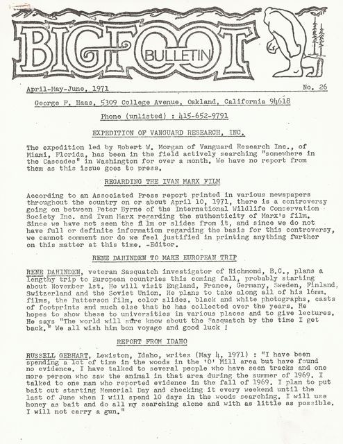 Bigfoot Bulletin by George Haas